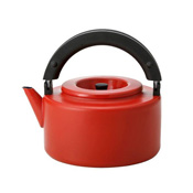Enameled Flat Kettle w/Tea Strainer EFK22 Red 
