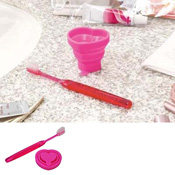 Collapsible Cup & Toothbrush Heart, B014 Deep Pink / Toiletries