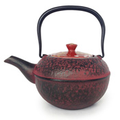 Kyoto Kiyomizu-Yaki Lid Red Ceramic Gold & Silver Unkin  x Nanbu Ironware Teapot