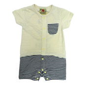 LAUGH Short-Sleeved Romper, White 