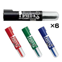[KOKUYO] Whiteboard Marker, Yokumi-l, Thick Round Tip, 6