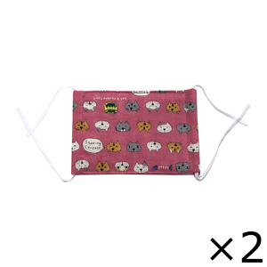 Handmade Gauze Mask Cat Pattern Set of 2 Same Pattern for Children