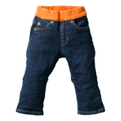 Made in Japan (Kojima, Kurashiki, Okayama Prefecture) Kids' Denim Pants, Blue/Orange Straight Type