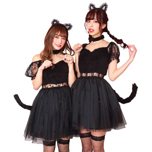 HW Coquettish girly black lace cat/cosplay goods,costume
