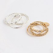MAYGLOBE Veil, Stone & Openwork 3-Strand Ring Set