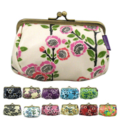 Clasp-Opening Cosmetics Pouch (Medium) (Camellia)