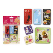 Kurochiku Japanese Pattern Magnet x 6, Cat