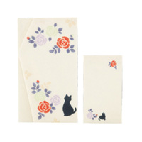 Kurochiku Yosooi Fukusa Wrapping Cloth, Cat & Rose 